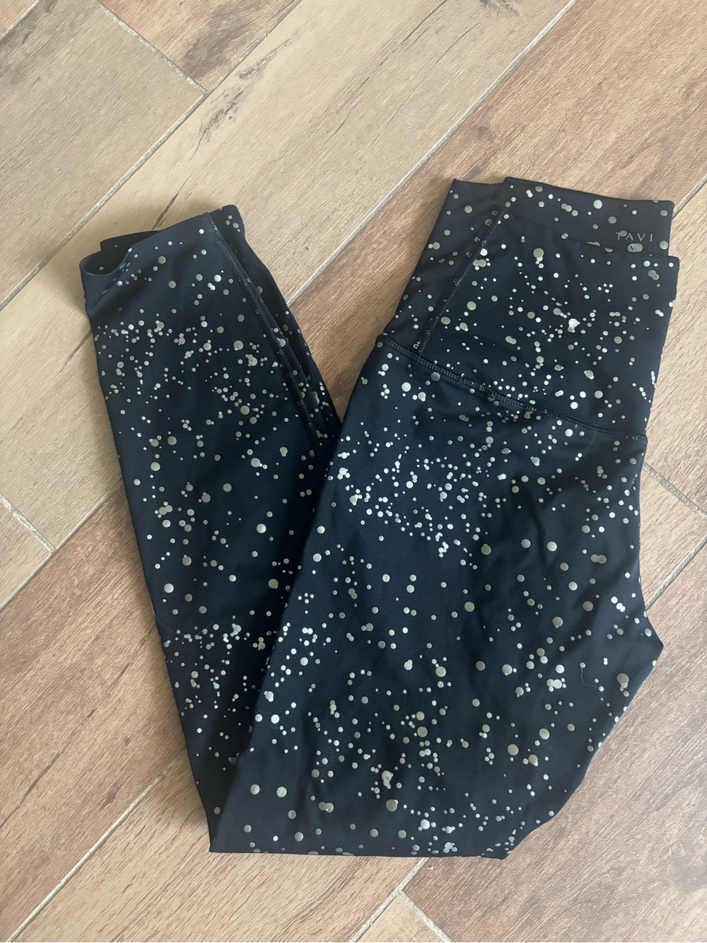 Black Leggings with Silver Dot Print by Tavi